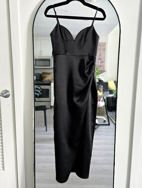Zara Women's Black Satin Midi Dress